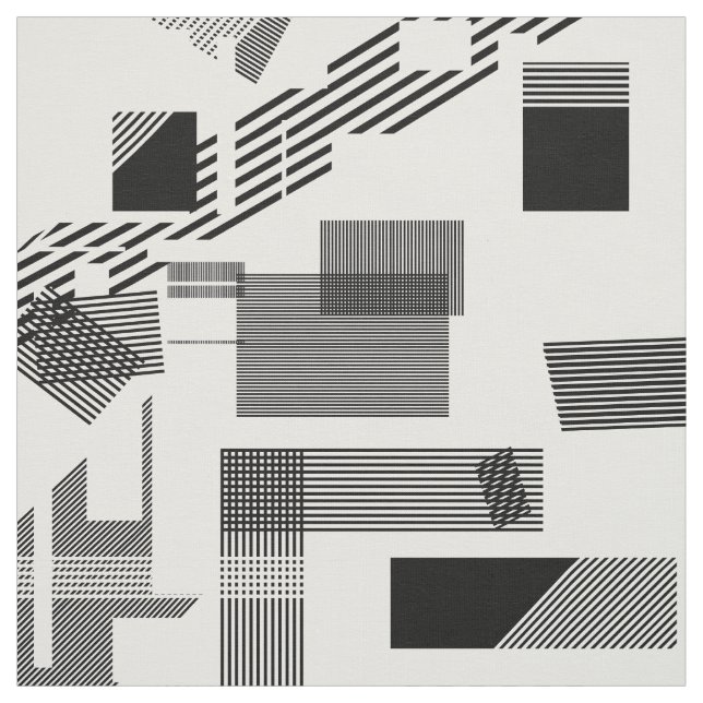 Tissu Motif moderne blanc noir abstrait de rayure de (Échantillon)
