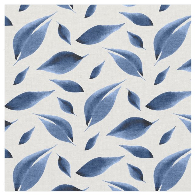Tissu Motif moderne de feuille d'aquarelle de bleu (Fermer)