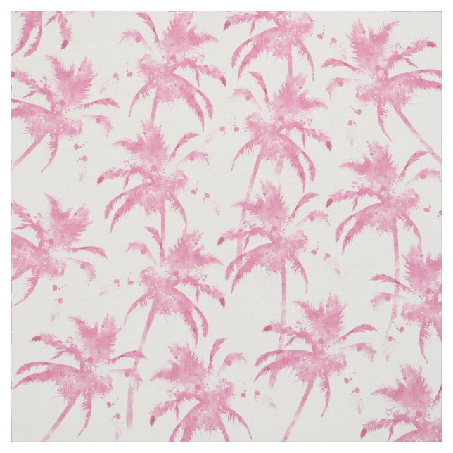 Tissu Motif moderne de palmier d'aquarelle rose (Échantillon)