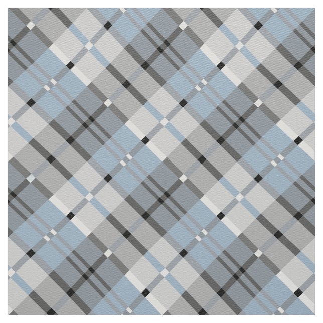 Tissu Motif moderne de plaid bleu-clair et gris (Échantillon)