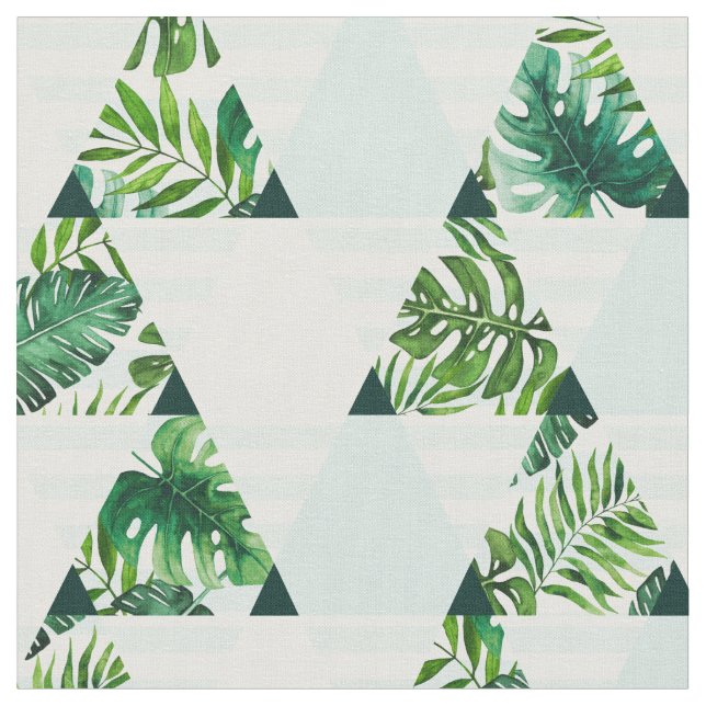 Tissu Motif moderne Mint Green Tropical Triangles (Fermer)