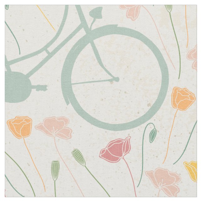Tissu Motif moderne Mint rose Jaune Vélo (Fermer)