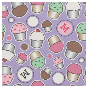 Tissu Motif Monogramme de Cupcake