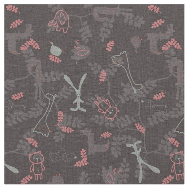Tissu motif montrant les animaux 1 de bébé (Fermer)