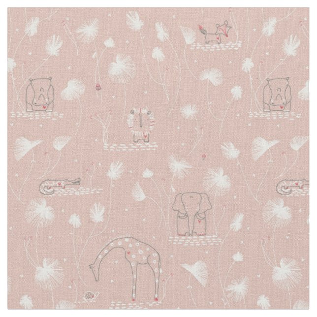 Tissu motif montrant les animaux mignons de jungle de (Fermer)
