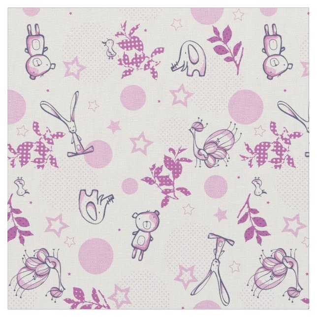 Tissu motif montrant les animaux vintages de bébé (Fermer)