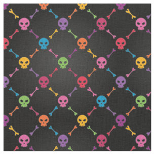 Tissu Motif multicolore avec des crânes