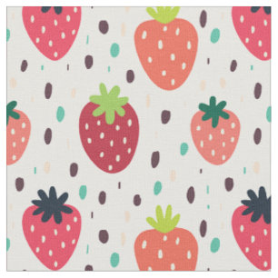 Tissu Motif mûre fraise
