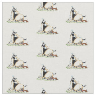 Tissu Motif nain nigérien mignon de chèvre et d'enfant