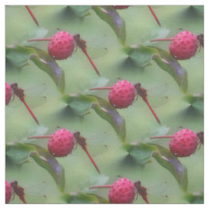Tissu Motif naturel de l'insecte des libellules rouges