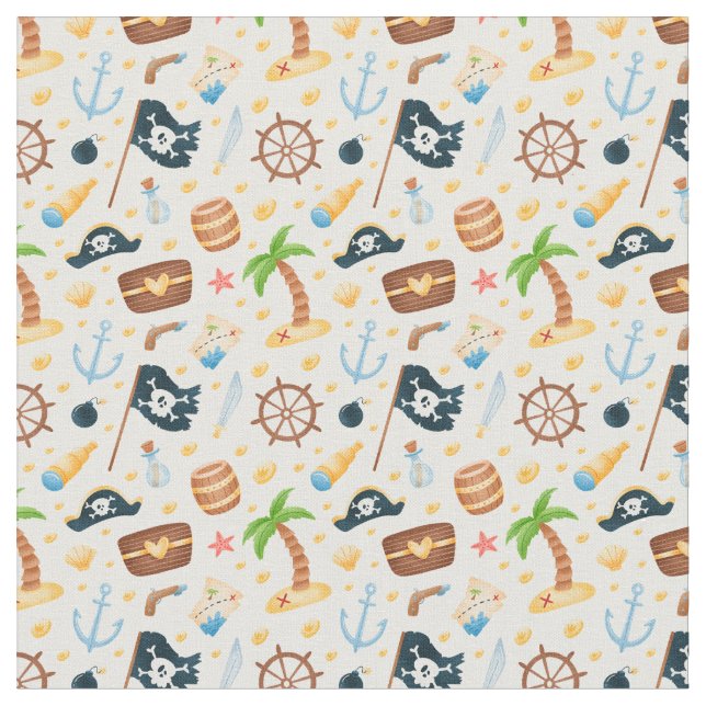 Tissu Motif Nautique À Thème Pirate Cute  (Fermer)