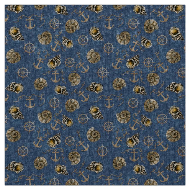 Tissu motif nautique bleu (Échantillon)