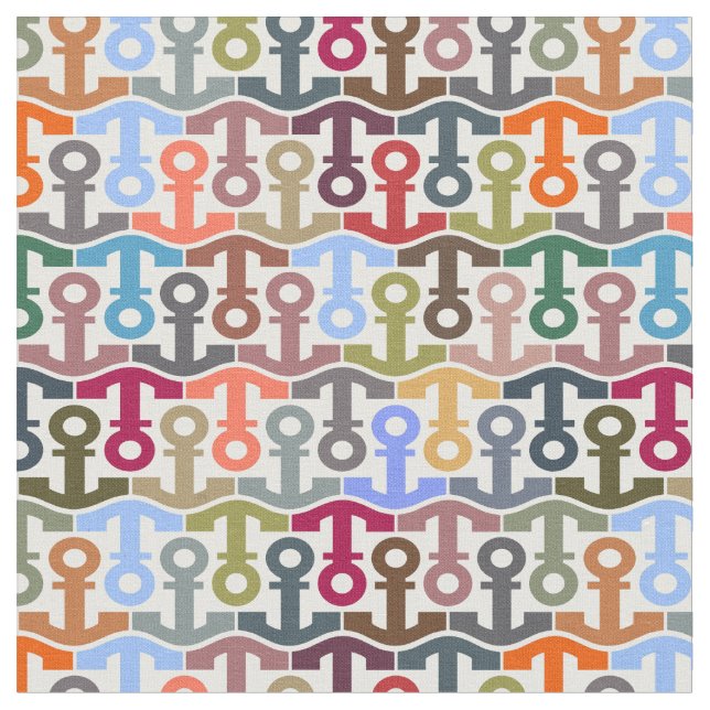 Tissu Motif nautique coloré multi d'Ancre (Fermer)