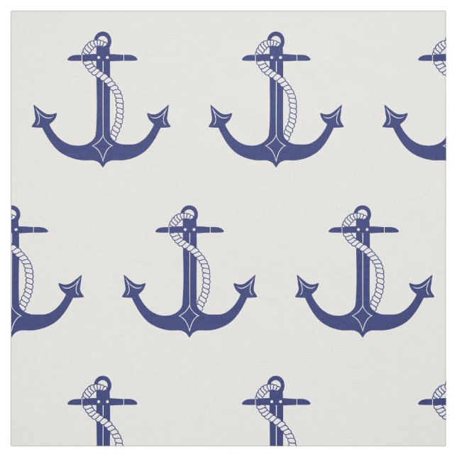 Tissu Motif nautique d'Ancre de bleu marine (Échantillon)