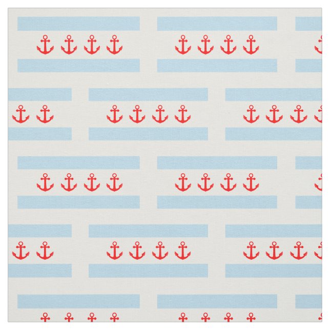 Tissu Motif nautique de drapeau de Chicago d'Ancres (Échantillon)