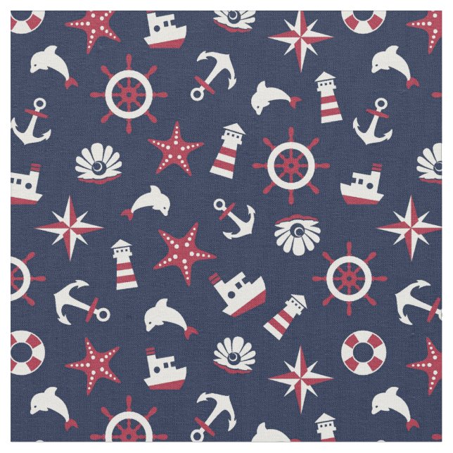 Tissu Motif nautique de mer (Fermer)