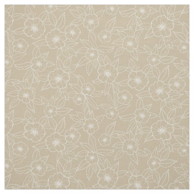 Tissu Motif neutre beige à main Hellebore (Échantillon)