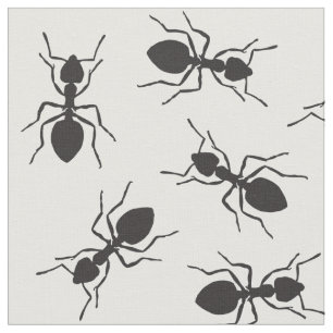 Tissu Motif noir drôle de fourmis