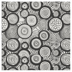 Tissu Motif noir et blanc africain géométrique et funky