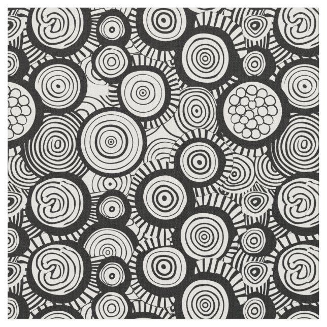 Tissu Motif noir et blanc africain géométrique et funky  (Fermer)