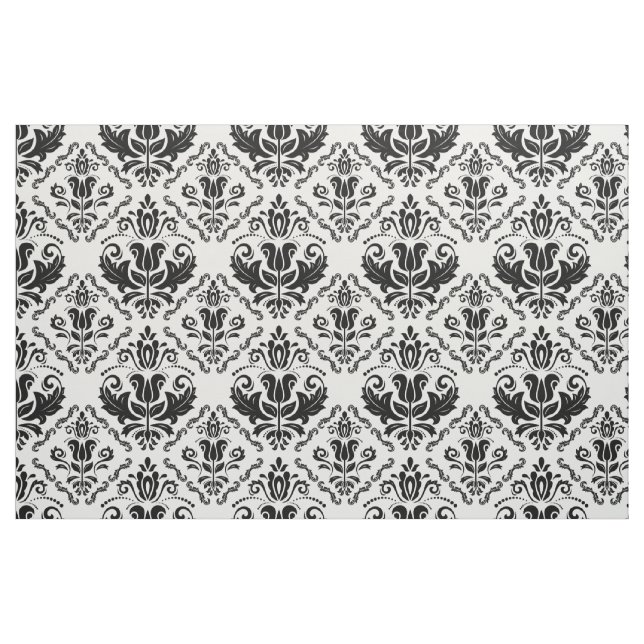 Tissu Motif noir et blanc élégant de damassé (Fat Quarter)