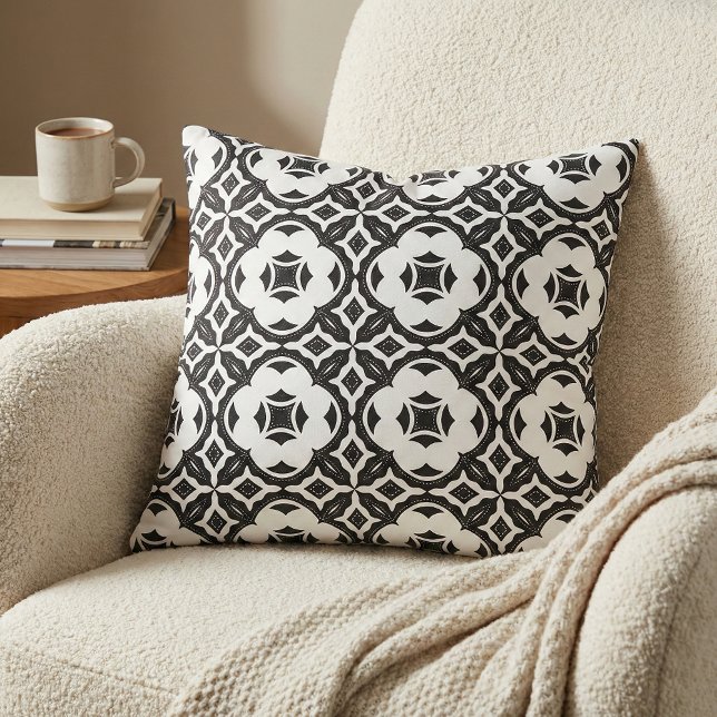 Tissu Motif noir et blanc esthétique contemporain (Créateur téléchargé)