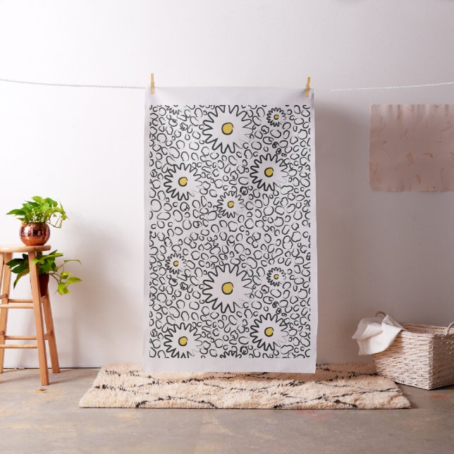 Tissu Motif noir et blanc floral (In Situ)