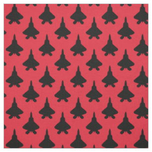 Tissu Motif noir F-22 Raptor Fighter Jet sur rouge