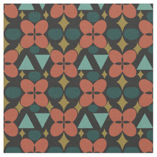 Tissu Motif noir moderne à fleurs du milieu du siècle