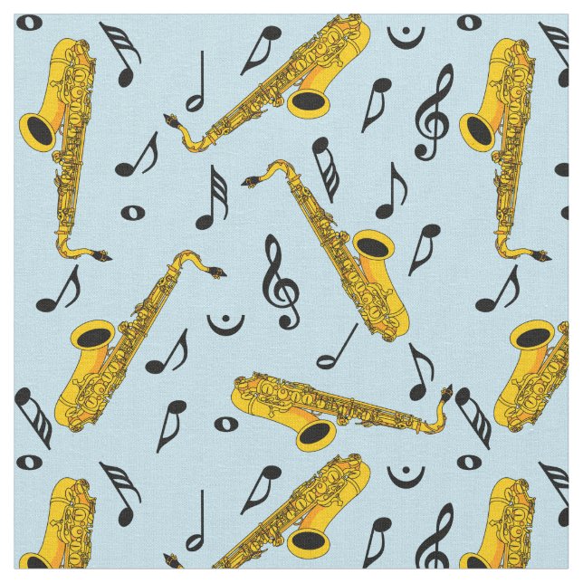 Tissu Motif note musique saxophone (Fermer)
