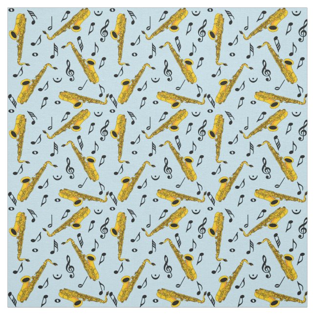Tissu Motif note musique saxophone (Échantillon)