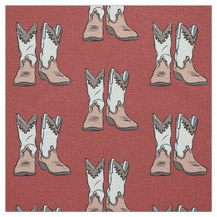 Tissu Motif occidental vintage de bottes