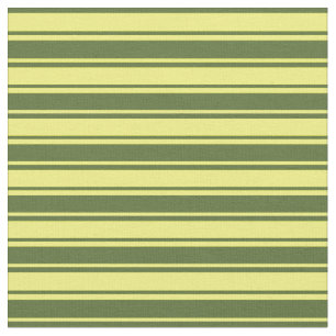 Tissu Motif Olive foncé vert et rayures jaunes