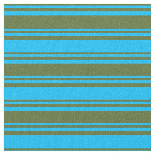 Tissu Motif Olive Vert foncé et Deep Sky Blue Lines (Fermer)