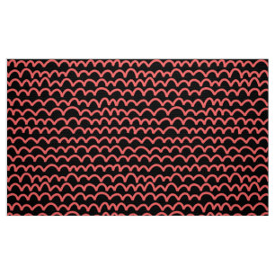 Tissu Motif ondulé - rose tropicale sur noir