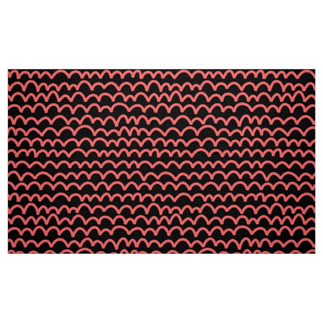 Tissu Motif ondulé - rose tropicale sur noir (Fat Quarter)