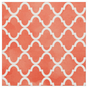 Tissu Motif orange de Quatrefoil d'aquarelle de flamme
