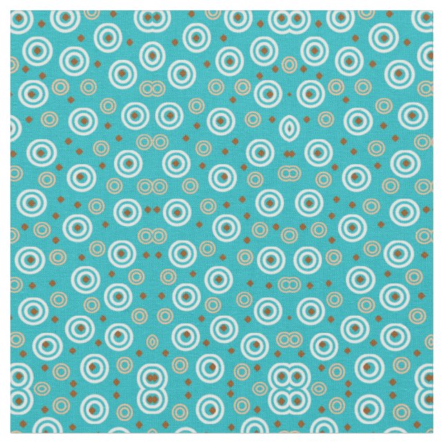 Tissu Motif orange de rétro Aqua (Fermer)