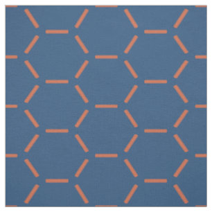 Tissu Motif orange et bleu d'hexagone