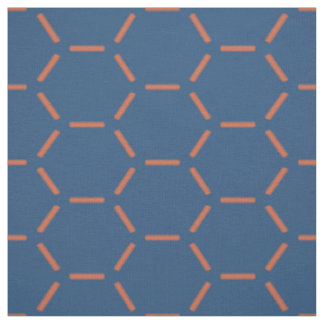 Tissu Motif orange et bleu d'hexagone