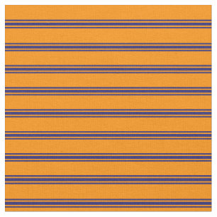 Tissu Motif orange foncé et bleu nuit rayé/bordé