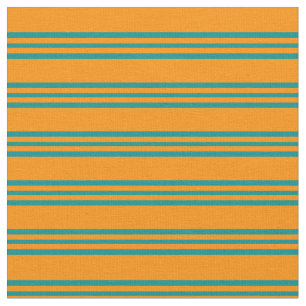 Tissu Motif orange foncé et cyan foncé rayé/bordé