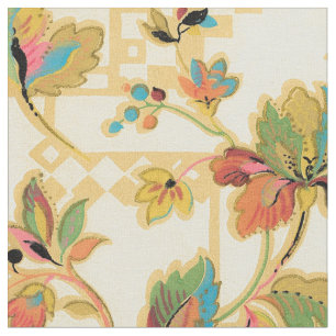 Tissu Motif orange vintage de papier peint floral de