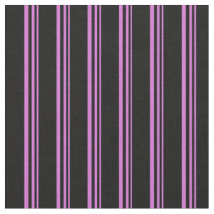 Tissu Motif orchidée et bande/ligne de couleur noire