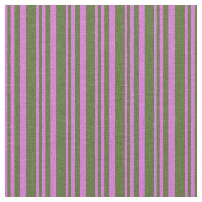Tissu Motif orchidée et olive foncé vert rayures (Fermer)