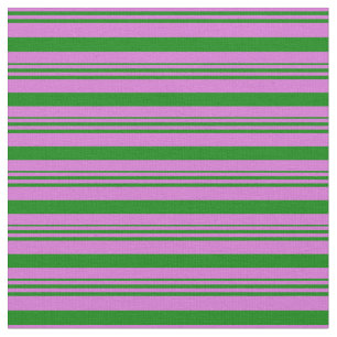 Tissu Motif orchidée et rayures de couleur verte