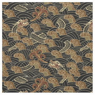 Tissu Motif oriental de dragon de mer