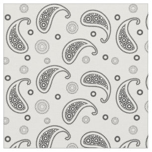 Tissu Motif Paisley Noir et blanc