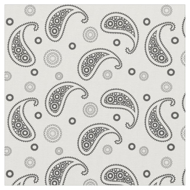 Tissu Motif Paisley Noir et blanc (Fermer)