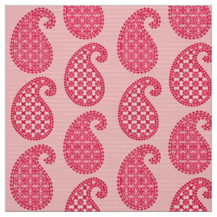 Tissu Motif Paisley, nuances de corail rose